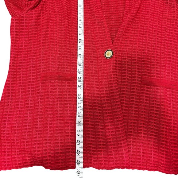 Ming Wang Womens Red Textured Cardigan Blazer Single Button Closure Size 1X - Picture 7 of 10